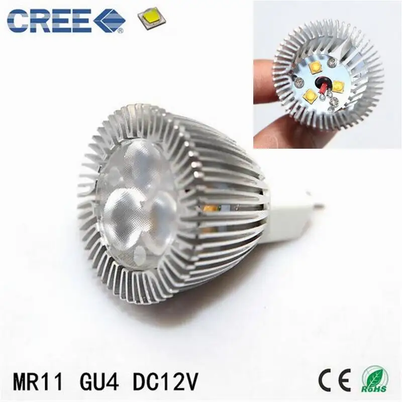 6 Вт MR11 GU4 Светодиодный прожектор 35 мм Диаметр 3X2 Вт DC12V яркий миниатюрный на светодиодах CREE MR11 потолочная лампа GU4 светодиодный светильник 30 шт./лот