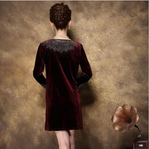 Модное Элегантное платье для свадебной вечеринки Vestido De Festa Осеннее бархатное с