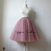 Quality 5 Layers 65cm Fashion Tulle Skirt Pleated TUTU Skirts Womens Lolita Petticoat Bridesmaids Midi Skirt Jupe Saias faldas