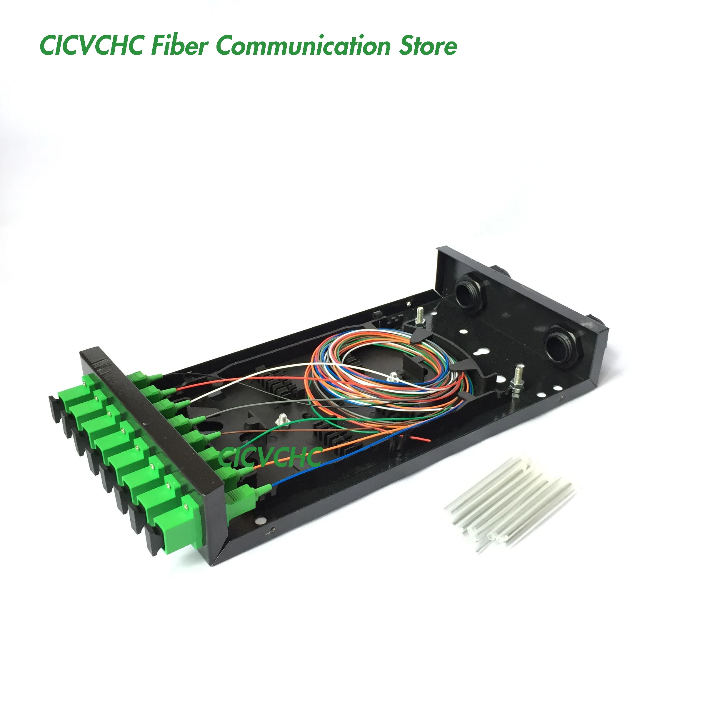 

10pcs FTTH Terminal Box with 8 SC/APC Pigtail and two Cable Gland for 5 to 10mm cable / Fiber Optic Distribution Box