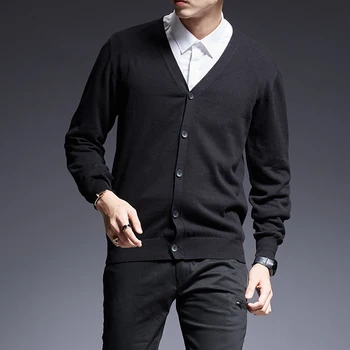

2020 New Fashion Brand Sweater Men's Kardigan Solid Color Slim Fit Jumpers Knit Warm Autumn Korean Style Casual Mens Clothes