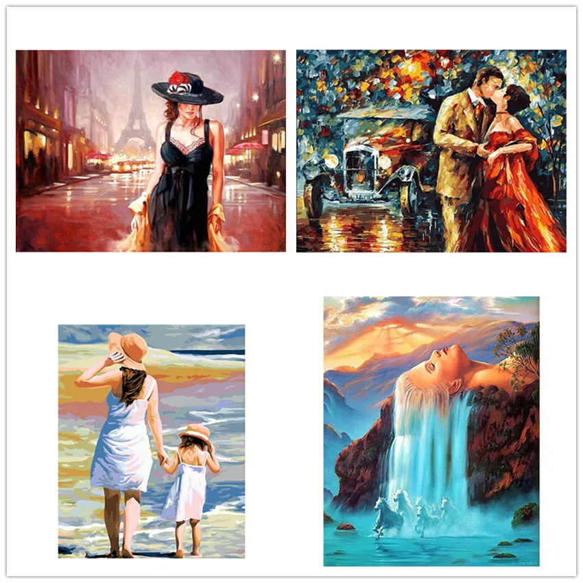 

Street girl painting digita oil painting home decoration hand-painted painting oil Painting for Numbers