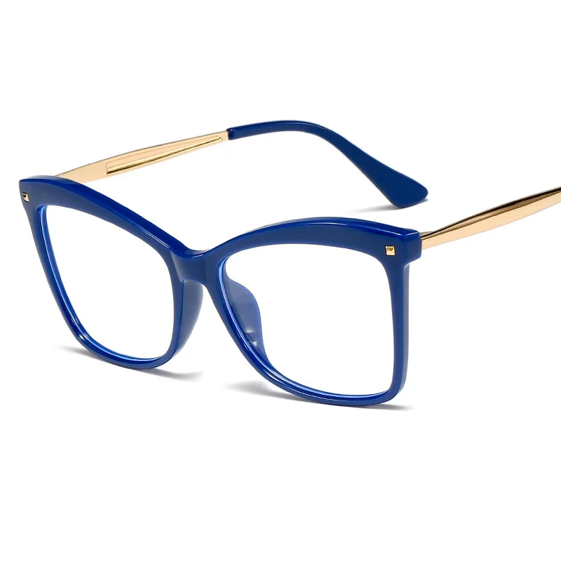 Модные женские анти синий светильник очки оправа очки-бабочка RX оптический ретро очки близорукость очки большие прозрачные линзы - Цвет оправы: Blue