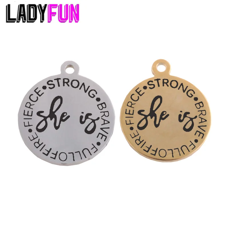 

Ladyfun Stainless Steel Black Woman Charms - She Is Fierce Strong Brave Fulloffire Charm for jewelry making