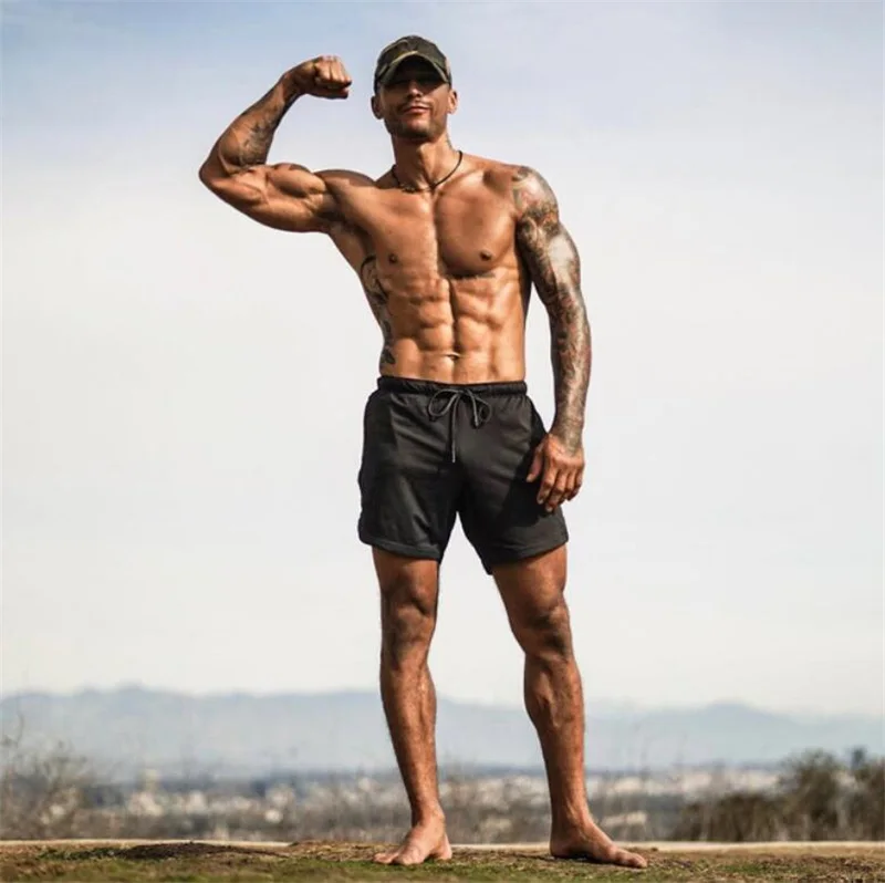 Летние Новые 2 в 1 спортивные шорты для мужчин повседневные бега Homme с карманами