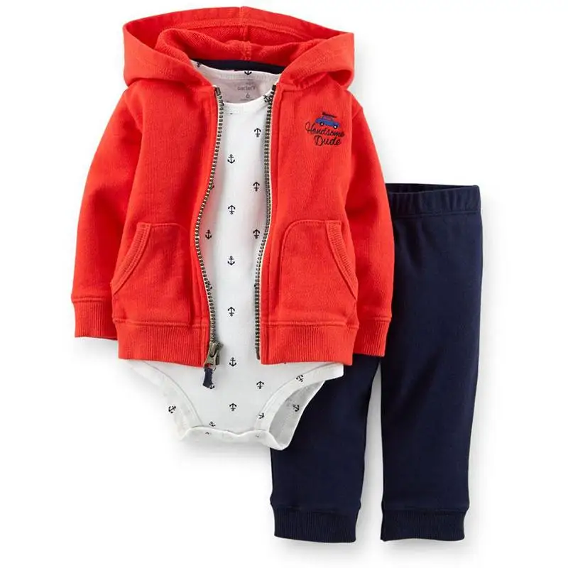 

Summer Spring  Baby Boy Clothes Coat+bodysuit+pant 3 Pcs Infant Boy Clothing Set Kids Clothes Baby Rompers Baby Girl Clothes