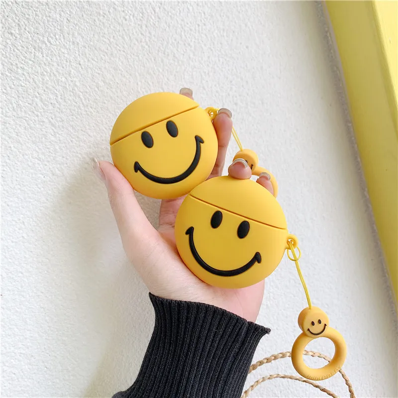 

For AirPods 2 Case Cute Cartoon Funny Emoji Smile Face Earphone Case For Apple Airpods Soft Silicone Protect Cover Funda