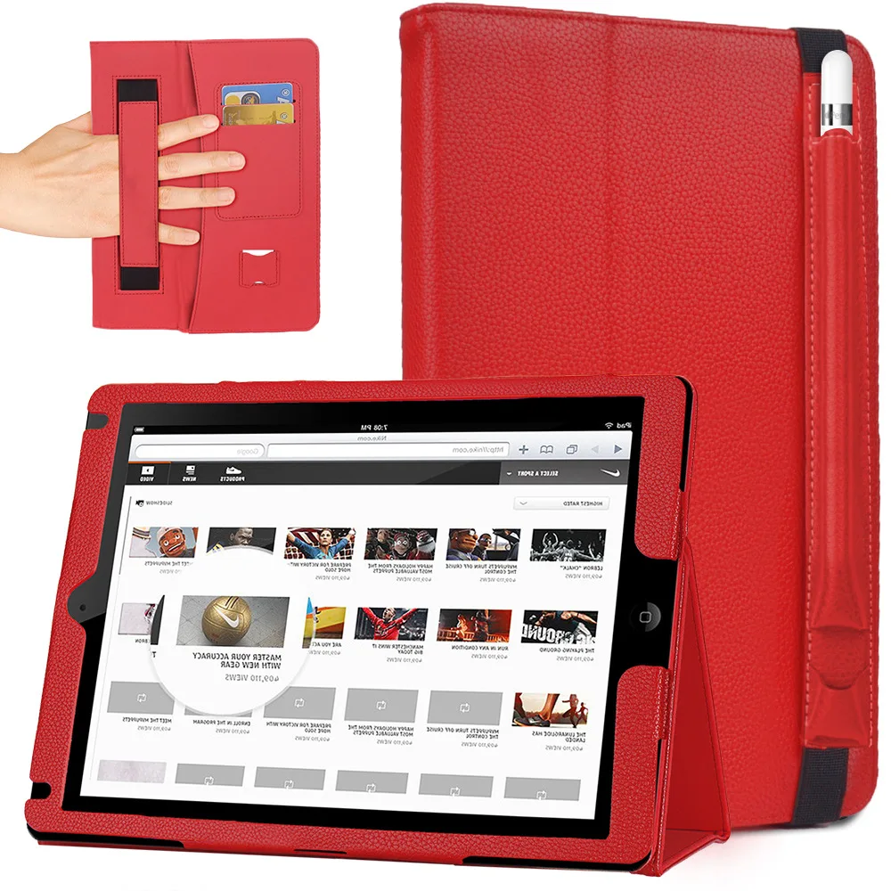 

Fanshu Leather Full Cover Case for ipad Pro 9.7 2017 2018 Case Protector Stand Holder with Leather Case for Apple Pencil
