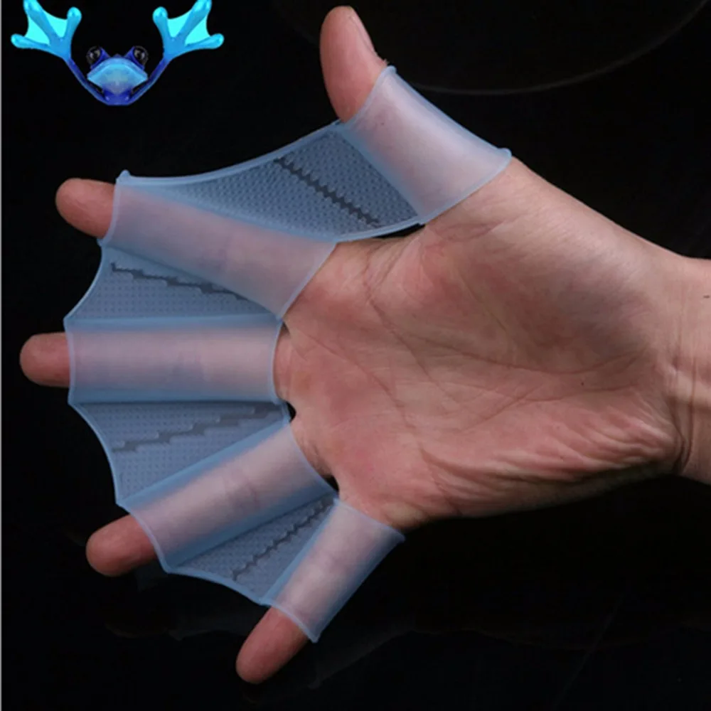 

1 pair Soft Silicone Swimming Fins Flippers Frog Hand Swim Web Webbed Glove Diving Training Paddle L Size