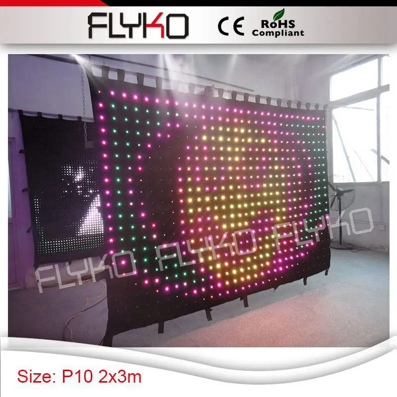 programmable led curtain display P100mm 2x3m fireproof cheap decorative