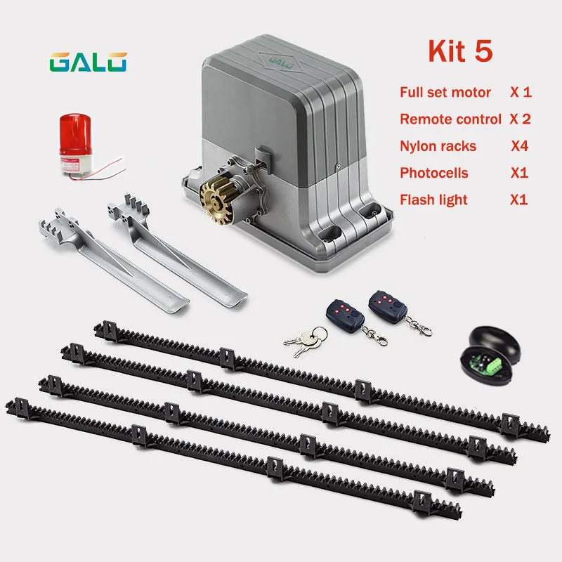 Сверхмощный 1800 кг Авто раздвижные ворота мотор слайд открывалка с 4 м нейлон стойки(лампа, фотоэлемент, клавиатура, кнопка опционально - Цвет: kit 5