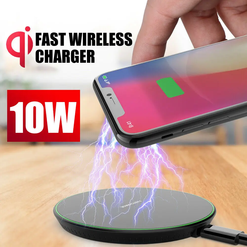 

Qi Wireless Charger For iPhone 8 Plus X XR XS Max 10W Fast Charging for Samsung S8 S9 Plus USB Phone Charger Pad