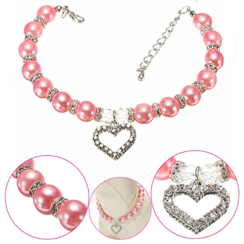 

Sweet Princess Pet Dog Pearl Necklace Durable Shiny Pearl Collar Puppy Decorative Collar Necklace Pet Dog Accessories