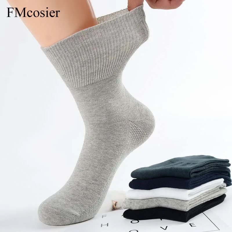 

6 pairs Spring Mens Cotton Socks High Quality Lot Loose Solid sock 100 Comfortable Breathable man meia sokken Black White Gray