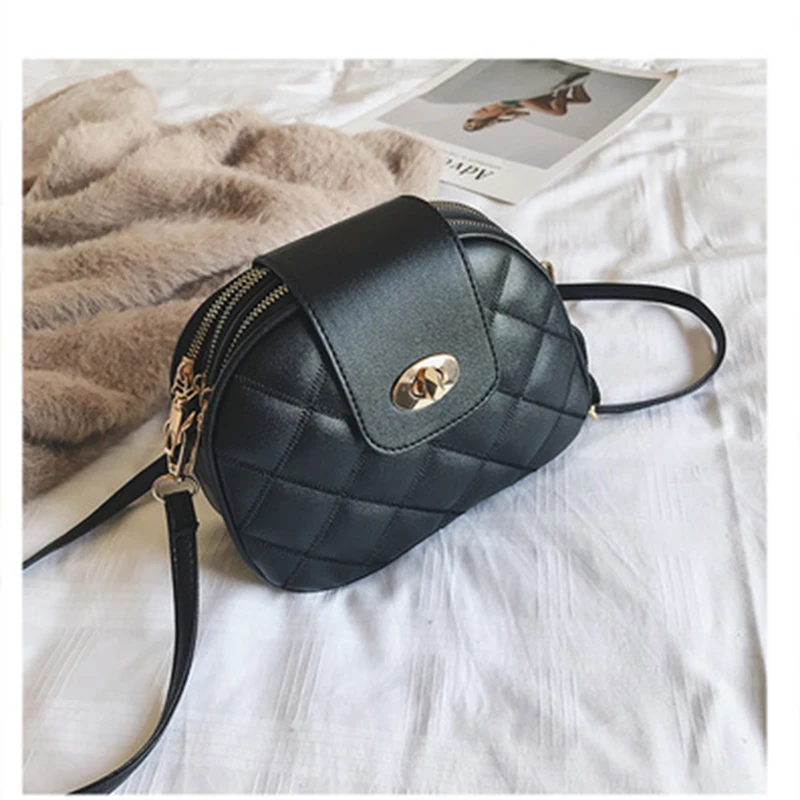 

2019 mini black bag female Messenger bag new fashion rhombic three-layer female popular wild shoulder bag