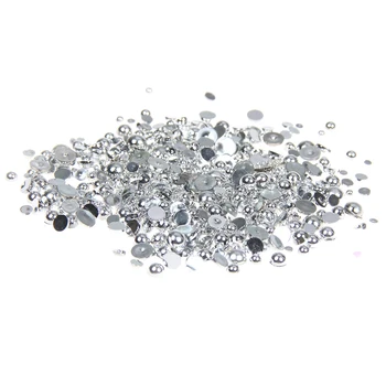 

1.5-10mm Silver Resin Half Round Craft ABS Imitation Pearls Scrapbook Beads For 3D Nails Art Backpack DIY Design Decorations
