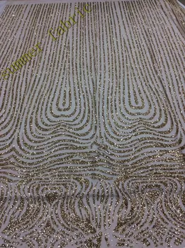 

African Tulle Lace Fabric with glitter Embroidered Gold French Guipure Lace Fabric for Dress Skirt Material Cloth tecido