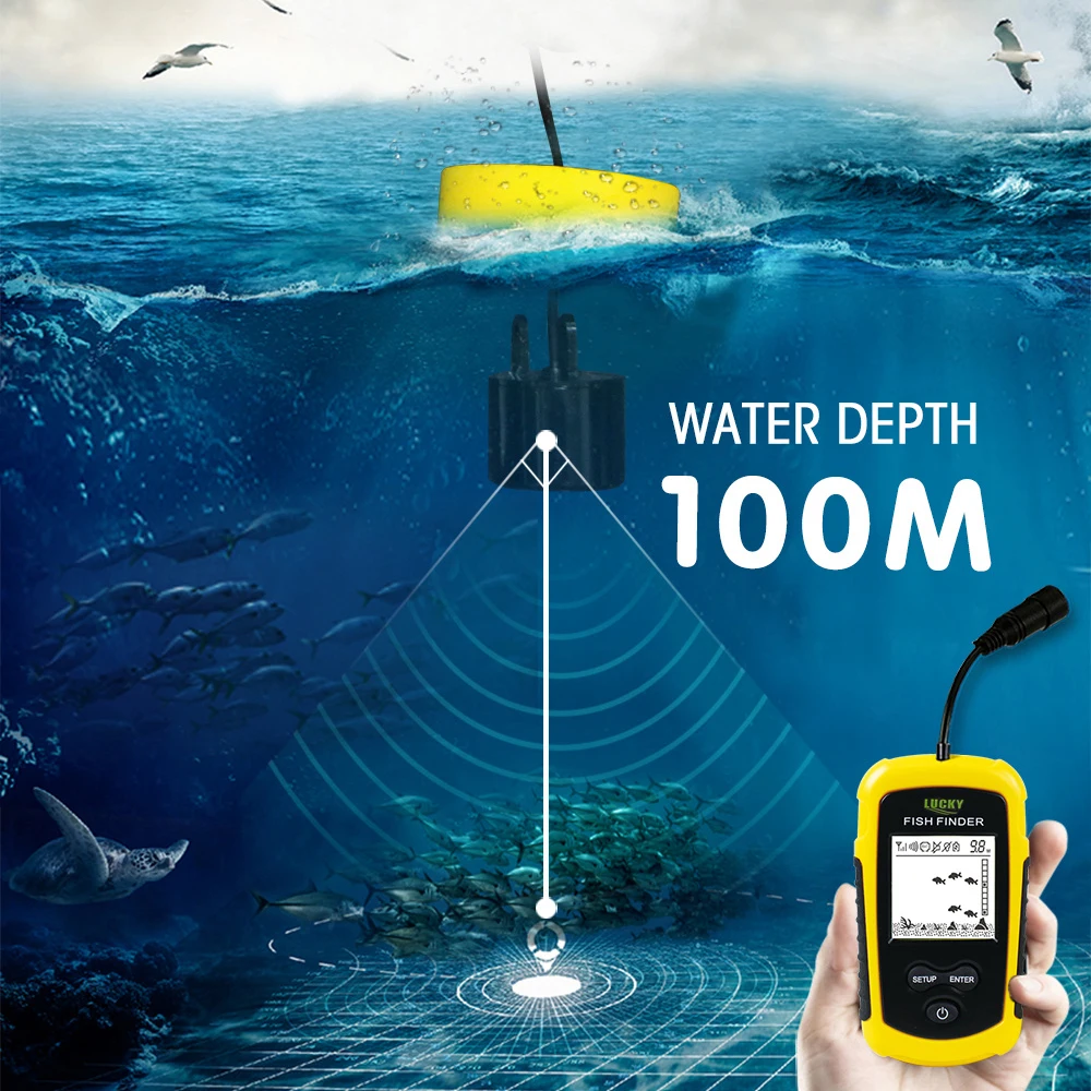 FF1108-1 و FF1108-1CT المحمولة صياد السمك سونار العمق مسبار إنذار للماء Fishfinder سونار الأسماك (FF1108-1)