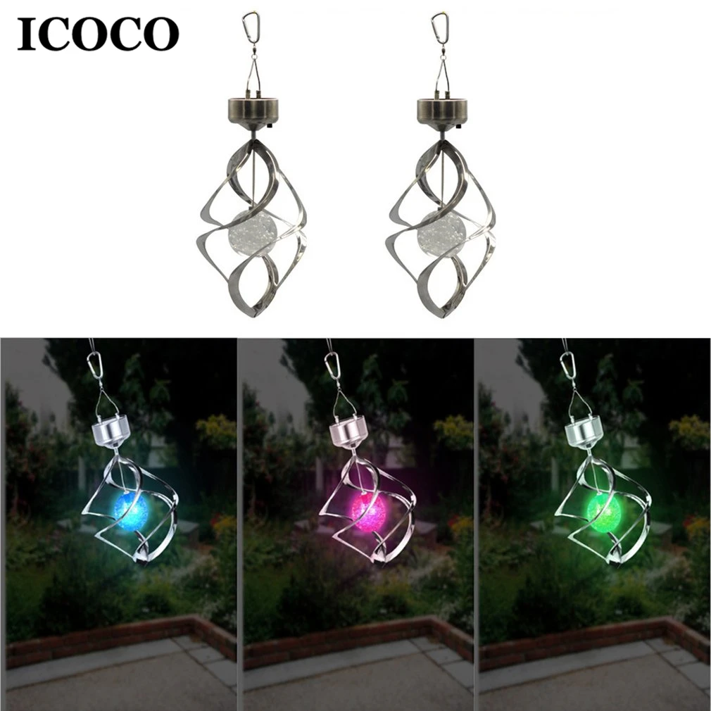 ICOCO A109 Color Changing Solar Powered LED Wind Chimes Spinner Light Hanging Spiral Garden Home Decor Outdoor | Освещение