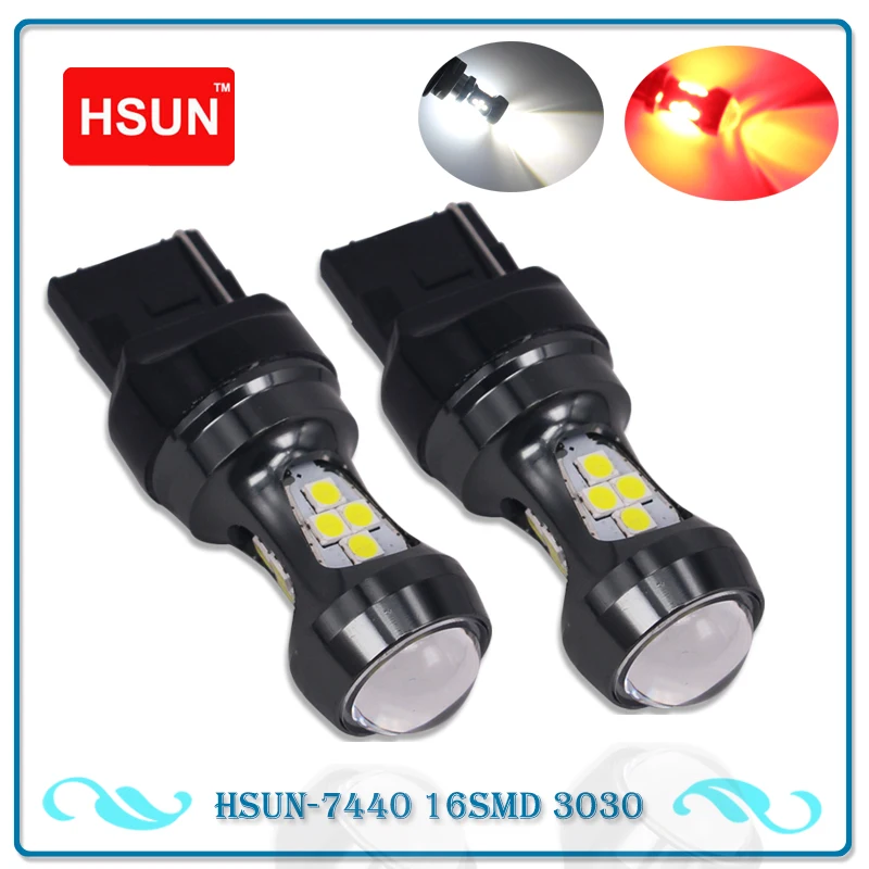 HSUN 2pcs 7440 7443 3156 3157 LED Bulbs Auto Fog P21/5W Tail Turn S25 P21W Light R5W Lamp parking Reserve Lights 12-24V | Автомобили и