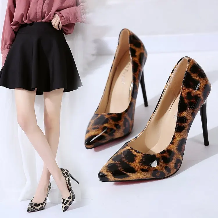 Женские туфли-лодочки; пикантные туфли с леопардовым принтом на высоком каблуке 11,5 см с острым носком; весенние женские туфли-лодочки; брендовые свадебные туфли; большие размеры 35-44