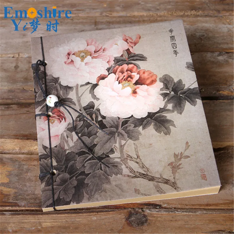 Подарок для выпускника журнала книги Винтаж блокнот цветок пиона цвести Китай Chic Ретро Дневник Тетрадь Ретро Стиль книга N336