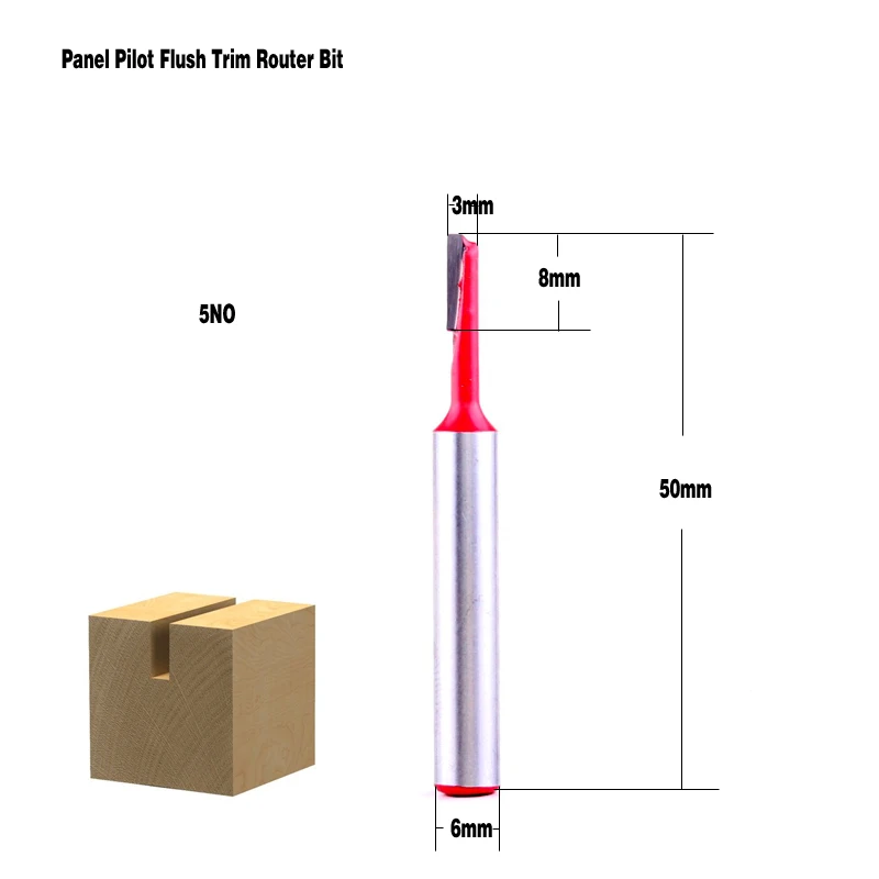 1 шт. 6 мм хвостовик ЧПУ деревообрабатывающий бит прямой концевой фрезы триммер очистка заподлицо угловая круглая бухта коробка биты инструменты Фрезерный резак - Длина режущей кромки: 5NO