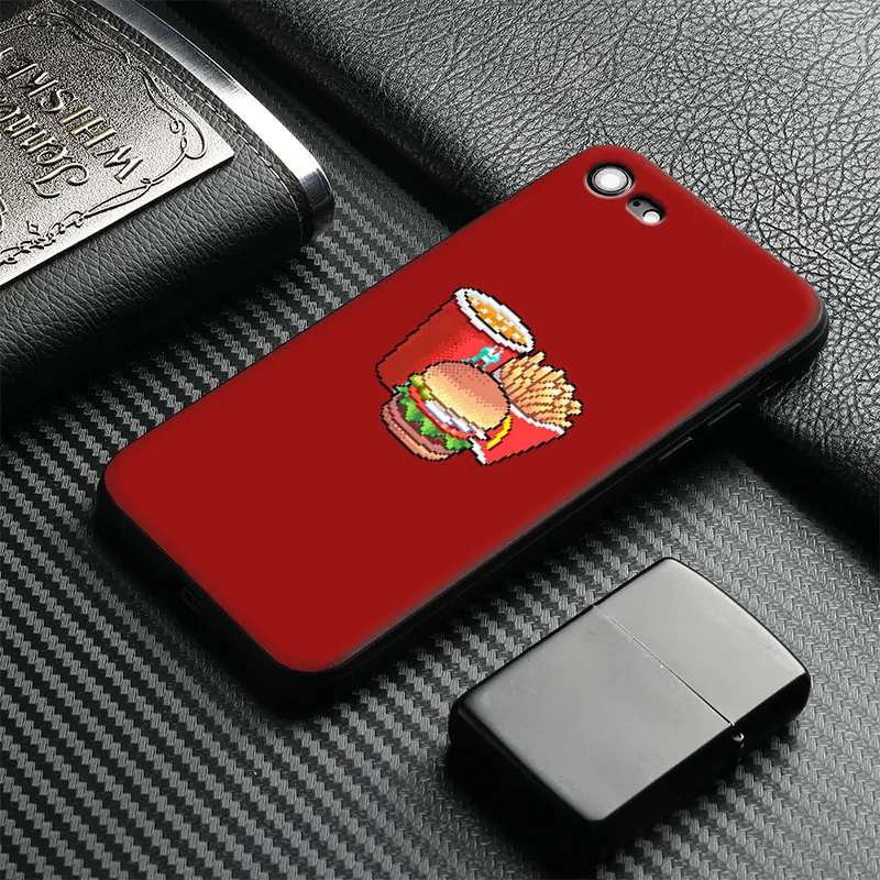 

Pixel hamburger French fries 8 bit Art Tpu Soft Silicone Phone Case Cover Shell For Apple IPhone 5 5s SE 6 6s 7 8 Plus X 10