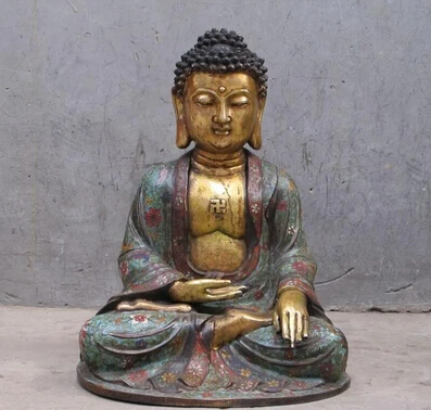 

006732 17"Tibet bronze Cloisonne bless you peace tathagata Buddha Shakyamuni Statue