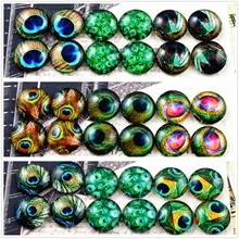 12 шт./лот(один комплект) три стиля 12 мм перо глаза серии ручной работы стеклянные кабошоны узор куполообразные ювелирные изделия аксессуары поставки