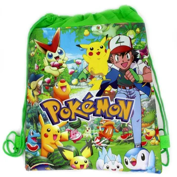 

1pcs/lot Decoration Birthday Mochila Events Party Pokemon Go/Pikachu Backpack Baby Shower Kids Boys Favors Drawstring Gifts Bags