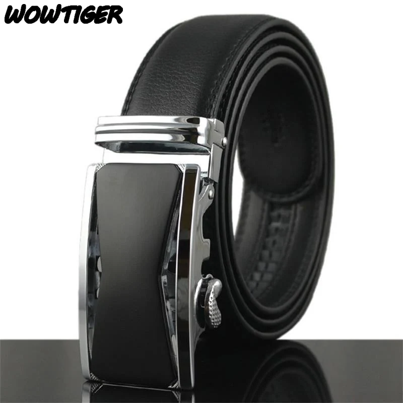 

WOWTIGER New Fashion Deluxe Automatic button belt Leather Luxury men belt 110cm-130cm belts for men