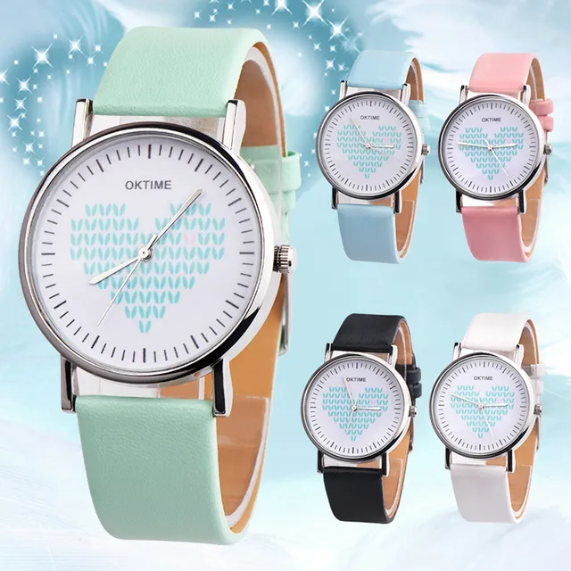 2018 Oktime Womens Grils Amore Faux Leather Analogico Orologio Al Quarzo Relogio 2018 Oktime Womens Grils Amore Faux Leather Analogico Orologio Al Quarzo Relogio