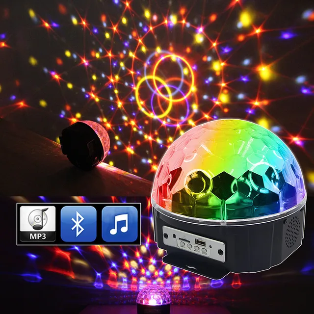 Led Magic Ball Light 9 Colors Rotating Strobe Bluetooth MP3 Stage