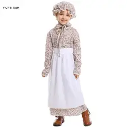 S-XL средневековый ретро Обувь для девочек костюмы для Хэллоуина фермер женщина Countrywoman Cosplays Карнавал Праздник Пурим сцены вечернее платье