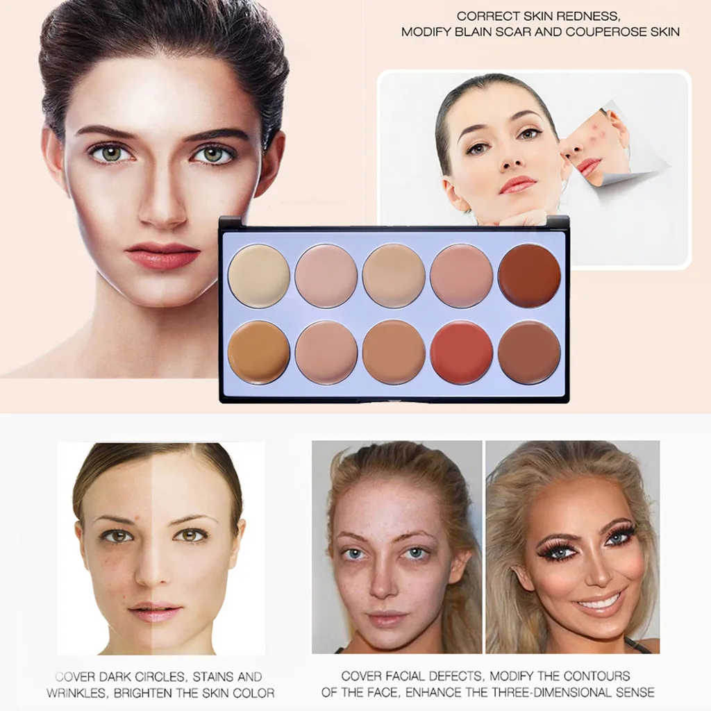 New Face Concealer Makeup Palette+Brushes+Puff Face Base Foundation Bronzer Concealer Contour Pallete Make Up Cosmetics Set