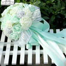 Perfectlifeoh мятный зеленый Искусственные Свадебные цветы невесты букеты романтическая свадебная брошь букеты свадебные аксессуары