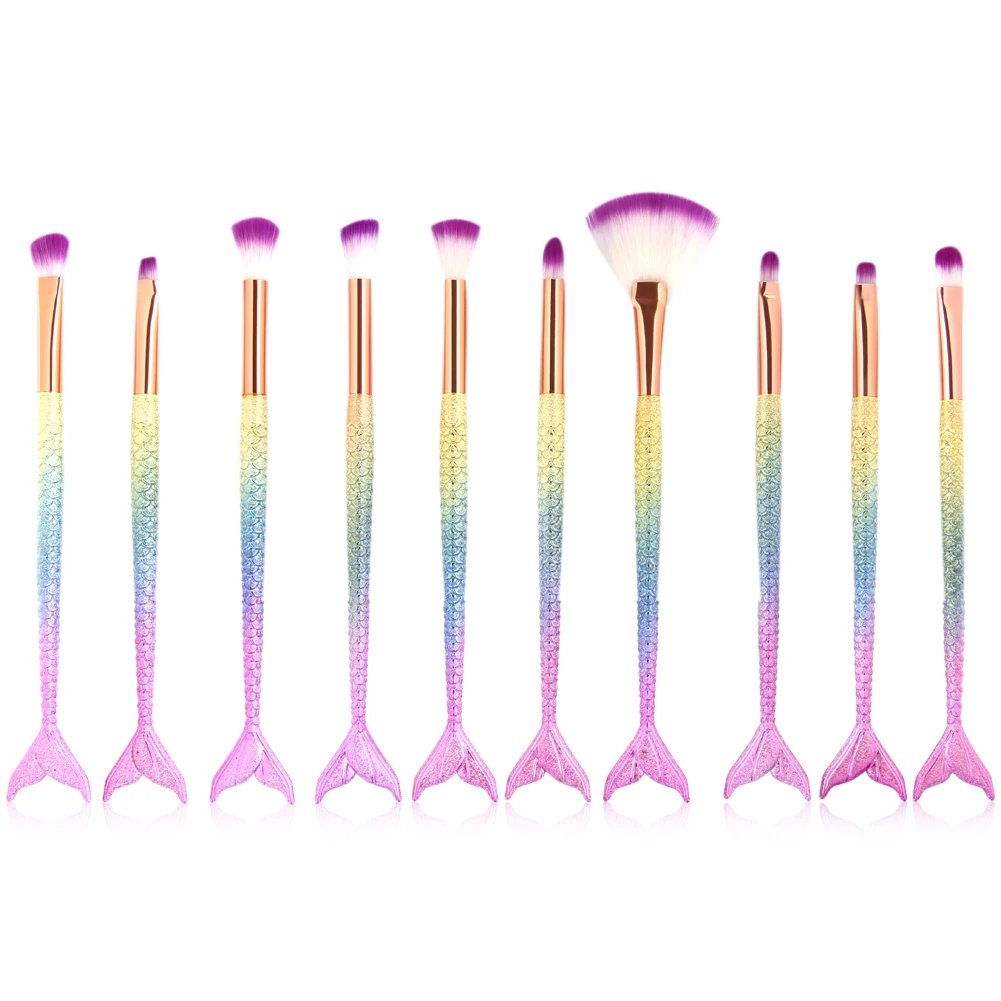 Набор профессиональных кистей для макияжа русалка 10 шт.|makeup tools|makeup brush setbrush set |