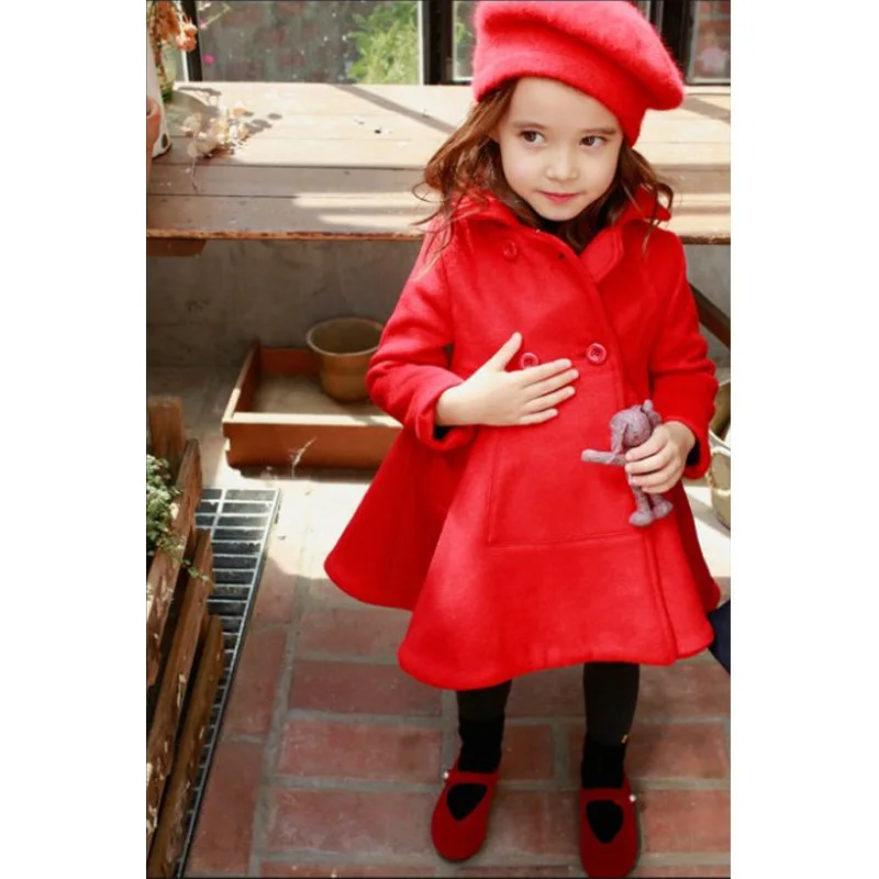

2018 Children's New Pattern Girl Woollen Overcoat Children Casual Loose Coat