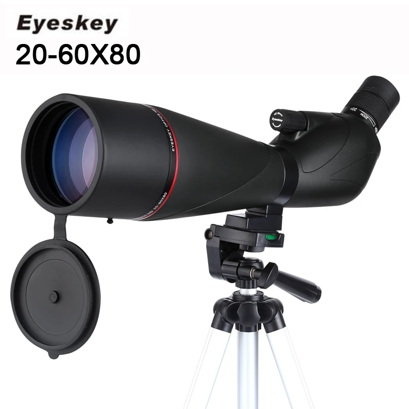New Eyeskey 20-60x80 Waterproof Spotting Scope Zoom Spotting Scope Full Multicoated Birdwatching Monocular Telescope With Tripod