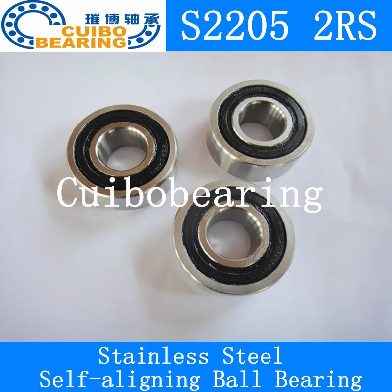 

Free shipping 2pcs Stainless steel self-aligning ball bearings S2205 2rs Size 25*52*18