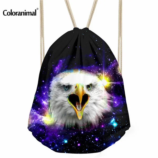 Coloranimal галактика звезда волк животный узор шнурок Сумка для женщин мужчин повседневная тигр печати рюкзак на веревках студенческий Cinch Мешок - Цвет: CC3207Z3