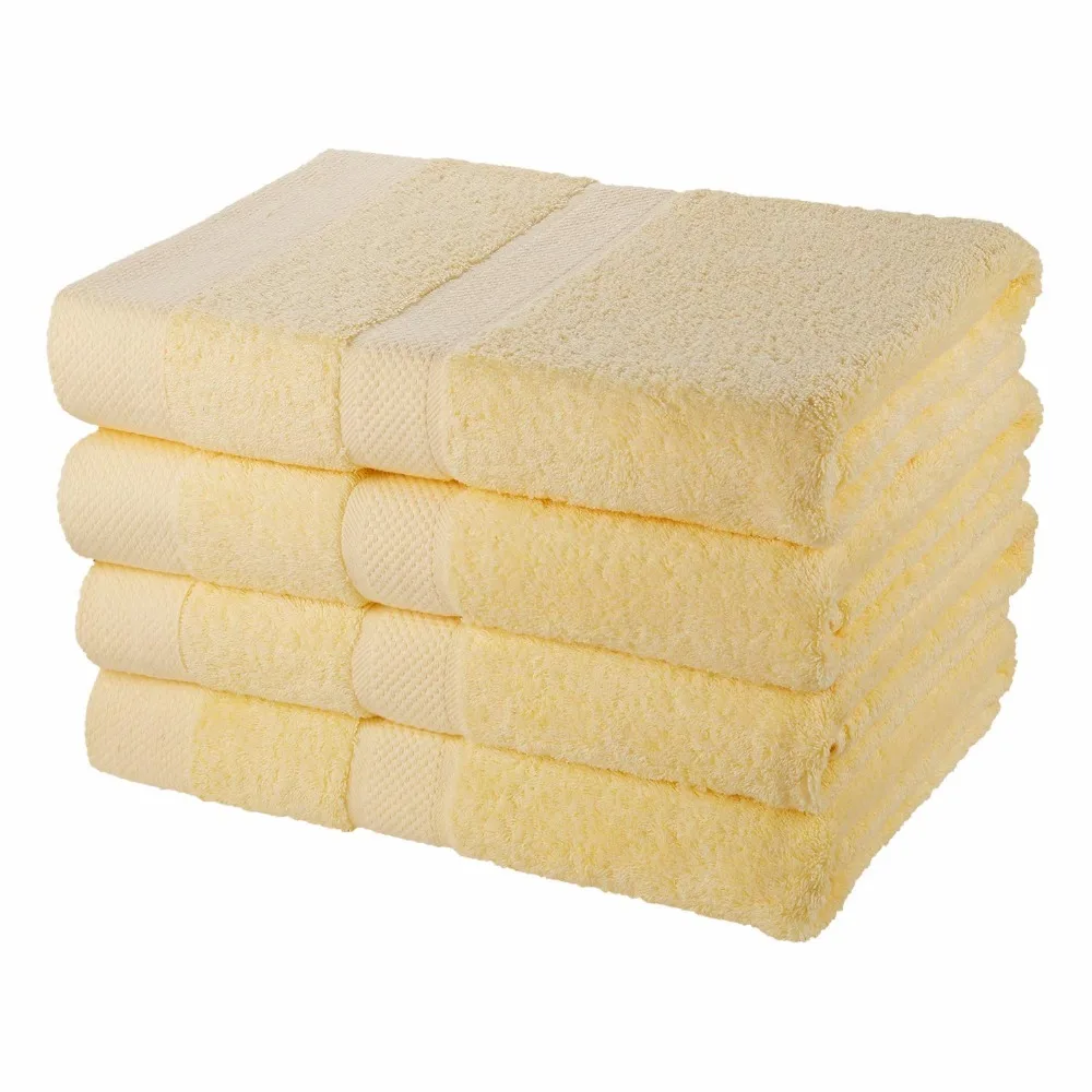

Solid Bath Towels 100% Cotton 140x70cm 4pc Set Soft Quick-drying For Adults Absorbent Bath Beach Adult basic Towels