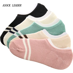 5 Pairs/Lot 2018 Spring&Summer New Cotton Women's SockS Two Bars Lady Stripe Female Casual Boat Socks For Women