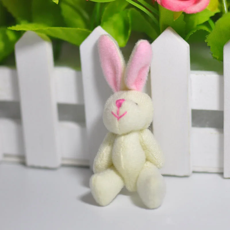 6cm 50pcs Lovely Small Jointed Bunny Rabbits Plush Toys Cute DIY Joint Rabbit with Pink Ears Peluche Dolls Accessories  (11)