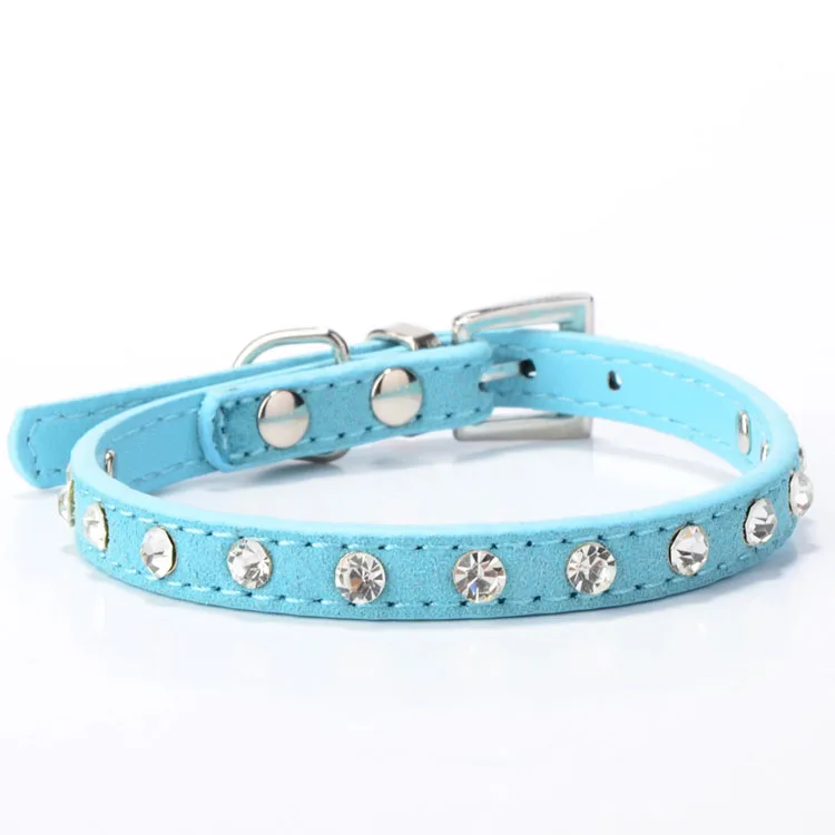 SYDZSW Rhinestone Leather Pet Dog Cat Collar Luxury One Row Crystal Diamond Cat Necklace Small Dogs Chihuahua Products Cat Supplies3