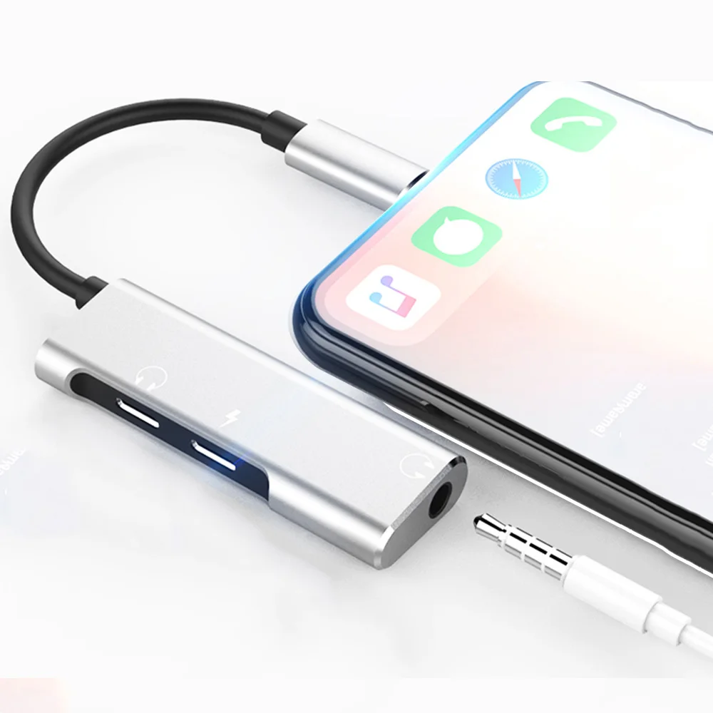 Music-Charger-2A-Wire-Control-Adapter-For-iPhone-7-8-Plus-Splitter-3-5mm-Audio-Adapter