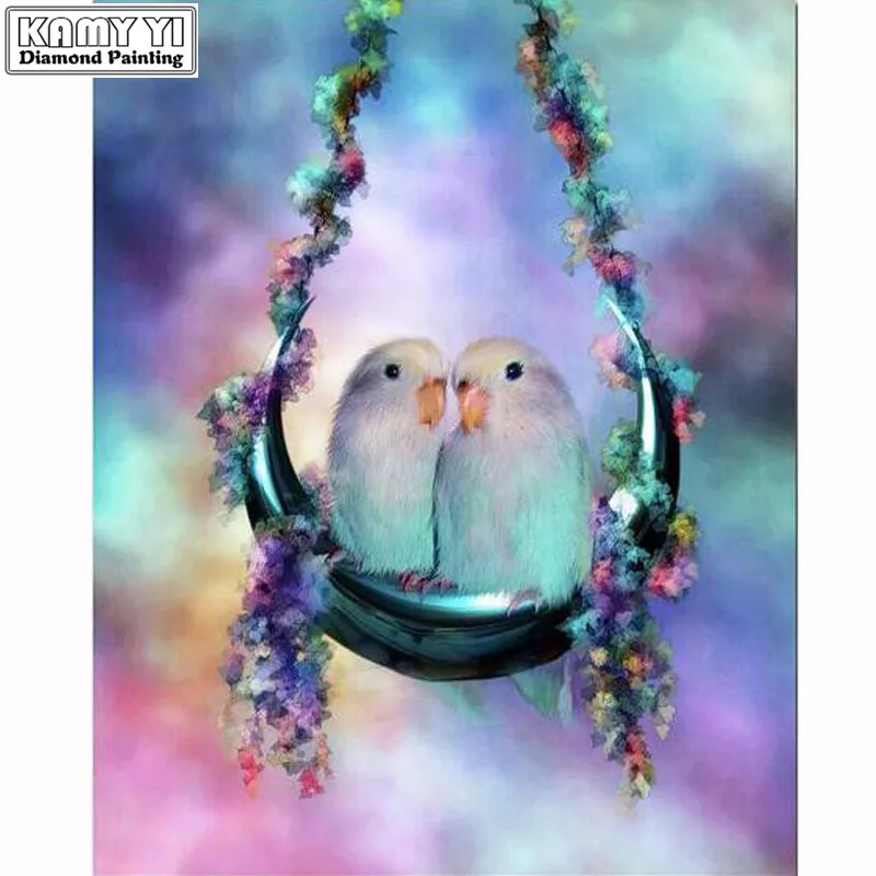 Алмазная вышивка 5D сделай сам алмазная живопись цветные голуби крестиком 100%