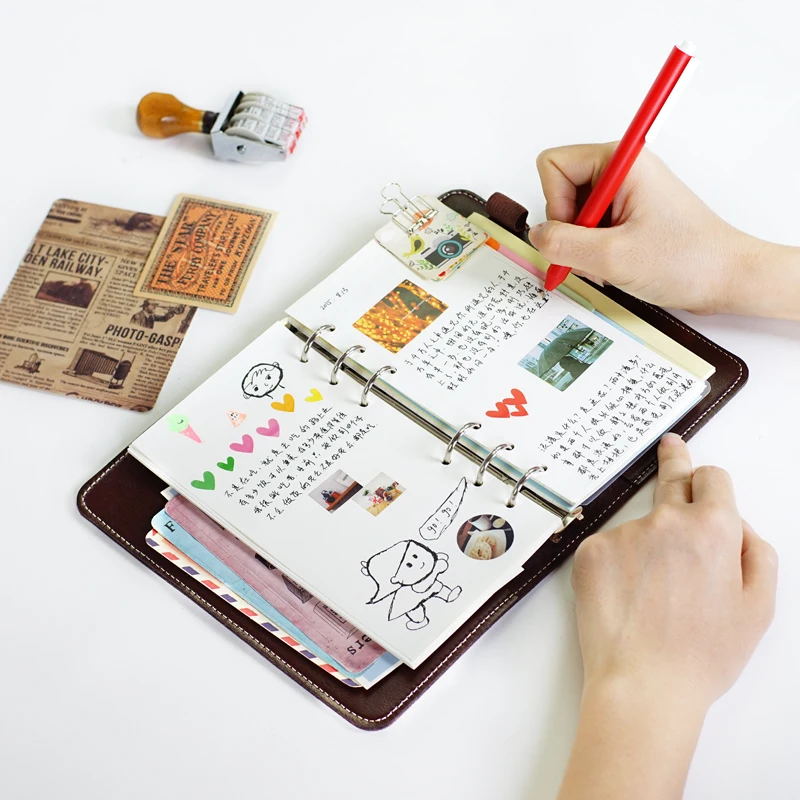 Macaron portable leather notebook,Portable business multi function