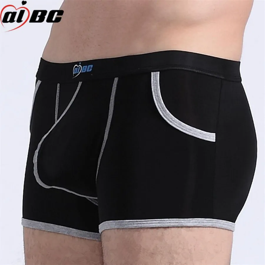 1PCS Personality Mens Silk Boxer Shorts Youth Sexy Male U Convex Boxer